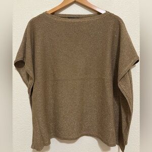 Ralph Lauren Gold Metallic Knit Poncho Sweater